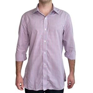 Bonobos Daily Grind Wrinkle Free Dress Shirt in Checkered Print 16 1/2